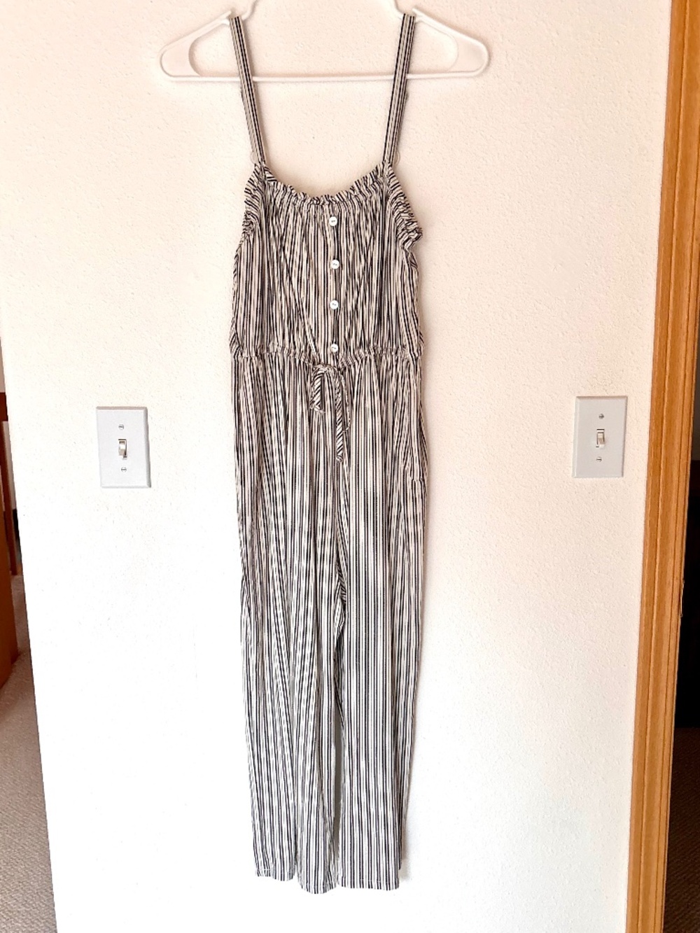 Lily Rose Pinstripe Cropped Pant Jumpsuit